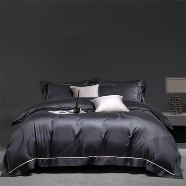 Luxury Dark Color Long Staple Weave Jacquard Silky Duvet Cover, 1500TC Egyptian Cotton Bedding Set